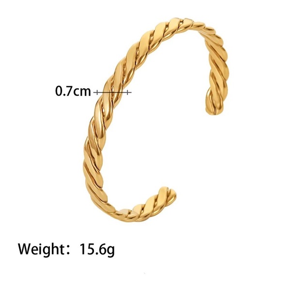 ◾️18K Gold Plated Twisted Open Bangle Cuff Bracelet - Picture 3 of 10